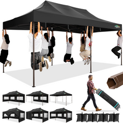COBIZI 10x20 Pop Up Canopy Tent Heavy Duty with 6 Removable Sidewalls, Commercial Heavy Duty Pop Up Tent for Parties All Weather Waterproof and UV 50+ Wedding Tent with Roller Bag(Legs Upgraded)