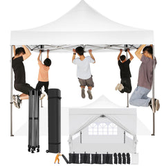 HOTEEL 10x10 Pop Up Canopy with 4 Sidewall,Heavy Duty Canopy UPF 50+ All Season Wind Waterproof Commercial Outdoor Wedding Party Tents for Parties Canopy Gazebo with Roller Bag(10 x 10 ft Black)