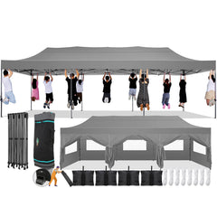 COBIZI 10'x30' Pop Up Canopy with 8 Sidewall, Heavy Duty Canopy UPF 50+ All Season Wind Waterproof Commercial Outdoor Wedding Party Tents