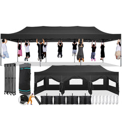 COBIZI 10'x30' Pop Up Canopy with 8 Sidewall, Heavy Duty Canopy UPF 50+ All Season Wind Waterproof Commercial Outdoor Wedding Party Tents