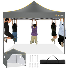 HOTEEL Pop Up 10x10 Canopy Tent, Outdoor Heavy Duty Vendor Tent with Sidewalls,Easy Up Canopy with Mesh Window,UPF 50+, White