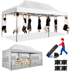 COBIZI 10x20 Pop up Canopy with 6 sidewalls Commercial Heavy Duty Canopy UPF 50+ All Weather Waterproof Outdoor Wedding Party Tents Gazebo with Roller Bag