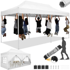 HOTEEL Tents for Parties, 10x20 Pop Up Canopy Tent Heavy Duty with 6 Sidewalls, Commercial Outdoor Canopy Tents for Event Wedding