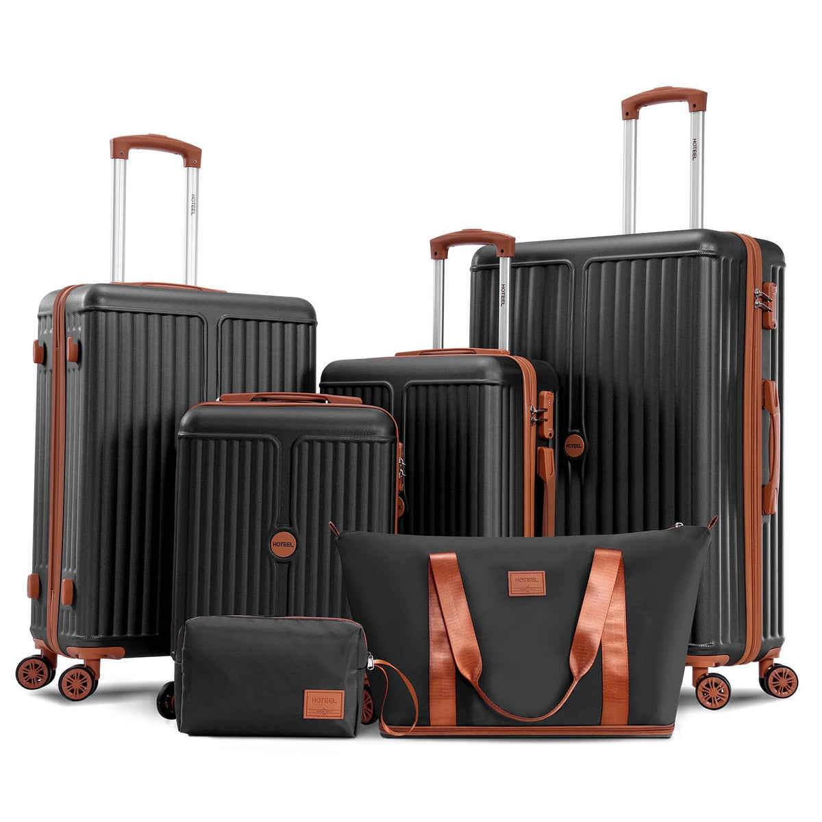 HOTEEL 16/20/24/28" Luggage 6-piece Set, ABS+PC Hardshell Carry on Luggage Set with TSA Lock & Spinner Wheels, Travel Suit Cases with Toiletry Bag+Duffel Bag for Men Women