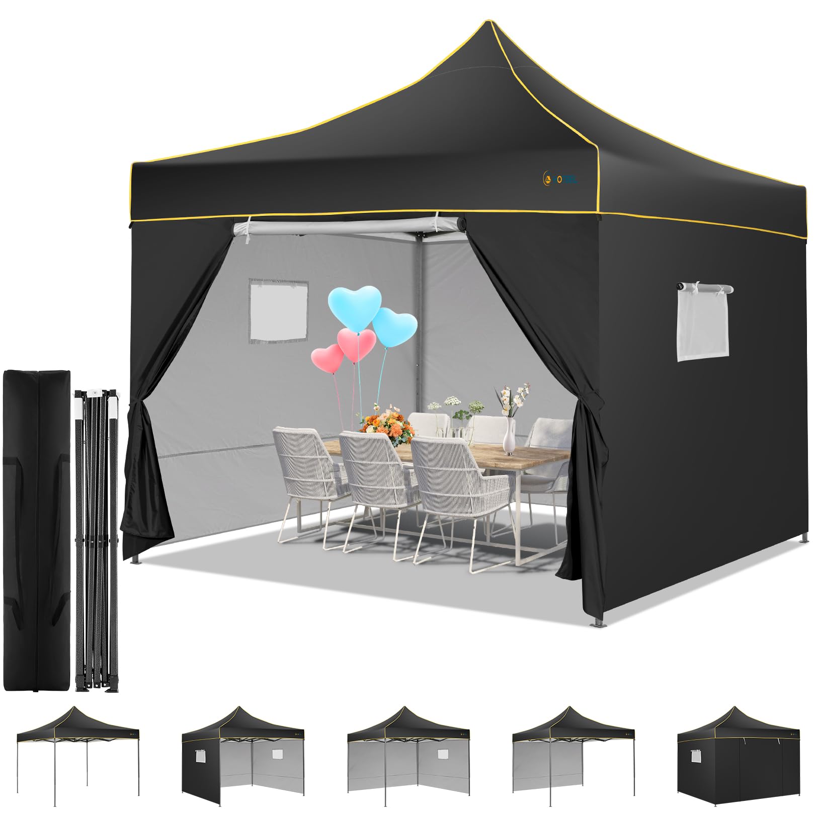 COBIZI 10' x10' Canopy Tent, Pop Up Canopy, Outdoor Tent with Mesh Window, Waterproof Instant Tents for Party