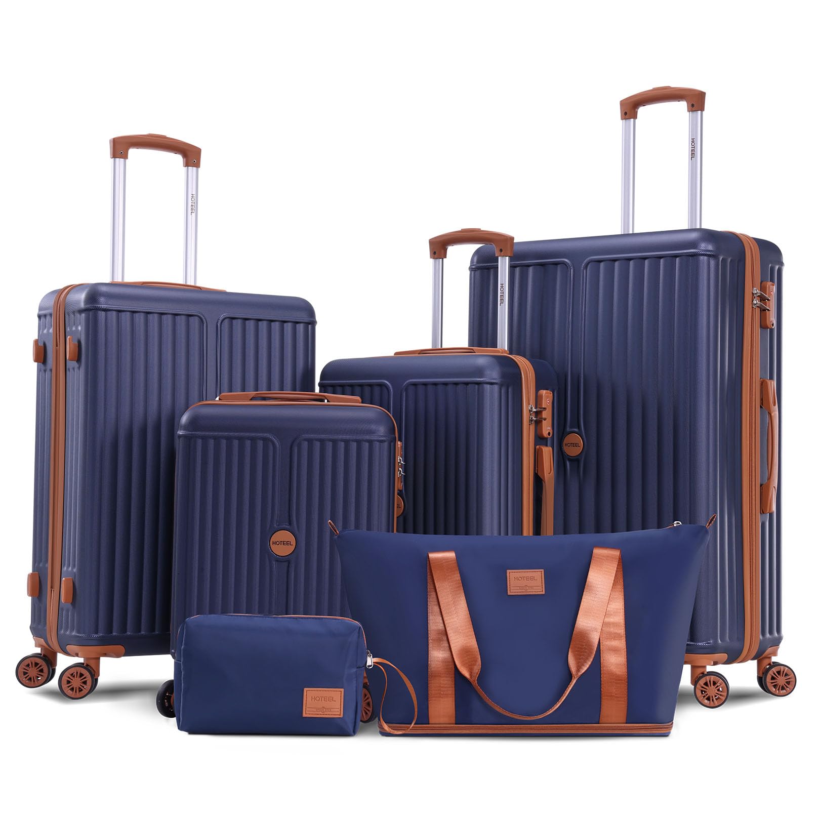 HOTEEL 16/20/24/28" Luggage 6-piece Set, ABS+PC Hardshell Carry on Luggage Set with TSA Lock & Spinner Wheels, Travel Suit Cases with Toiletry Bag+Duffel Bag for Men Women