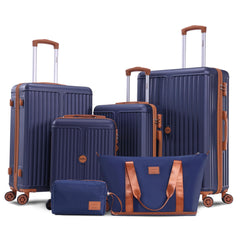 HOTEEL 16/20/24/28" Luggage 6-piece Set, ABS+PC Hardshell Carry on Luggage Set with TSA Lock & Spinner Wheels, Travel Suit Cases with Toiletry Bag+Duffel Bag for Men Women