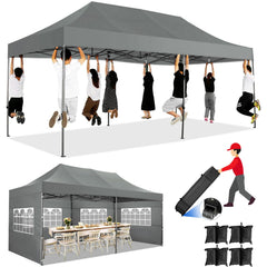 COBIZI 10x20 Pop up Canopy with 6 sidewalls Commercial Heavy Duty Canopy UPF 50+ All Weather Waterproof Outdoor Wedding Party Tents Gazebo with Roller Bag