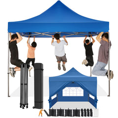 HOTEEL 10x10 Pop Up Canopy with 4 Sidewall,Heavy Duty Canopy UPF 50+ All Season Wind Waterproof Commercial Outdoor Wedding Party Tents for Parties Canopy Gazebo with Roller Bag(10 x 10 ft Black)