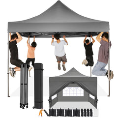 HOTEEL 10x10 Pop Up Canopy with 4 Sidewall,Heavy Duty Canopy UPF 50+ All Season Wind Waterproof Commercial Outdoor Wedding Party Tents for Parties Canopy Gazebo with Roller Bag(10 x 10 ft Black)