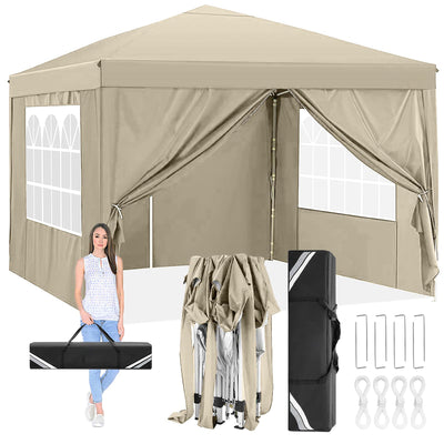 Hoteel 10'x 10' Pop up Canopy Straight Legs Instant Canopy for Outside Party Camping Canopy with 4 Removable Sidewalls