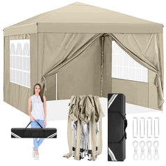 Hoteel 10'x 10' Pop up Canopy Straight Legs Instant Canopy for Outside Party Camping Canopy with 4 Removable Sidewalls