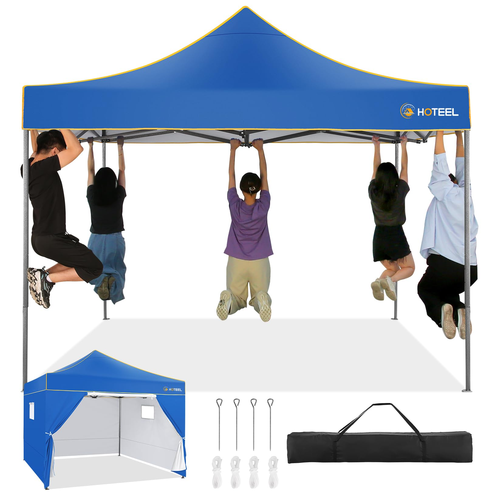HOTEEL Pop Up 10x10 Canopy Tent, Outdoor Heavy Duty Vendor Tent with Sidewalls,Easy Up Canopy with Mesh Window,UPF 50+, White