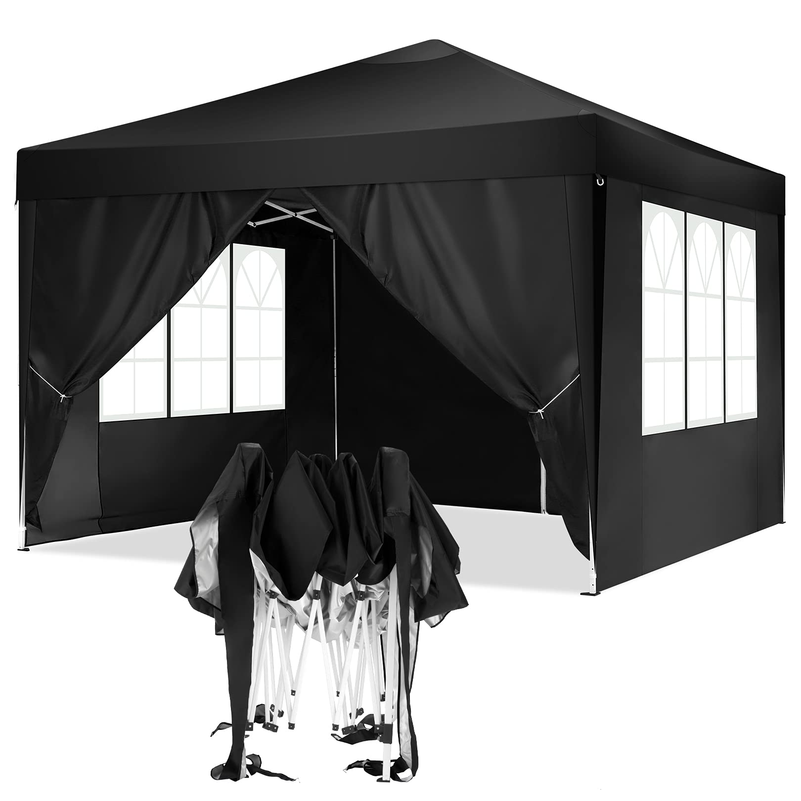 COBIZI 10¡®x10¡¯ Pop up Canopy Tent Protable Canopy Tent with 4 Sidewalls Waterproof Commercial Instant Shelter Tent for Parties, Wedding