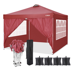 COBlZI 10'x10' Ez Pop Up Canopy Tent with 4 Sidewalls,Commercial Instant Gazebo Tents with 4 Sand Bags & 8 Stakes,Outdoor Patio Canopy for Parties,Backyard（Green）
