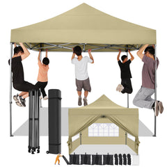 HOTEEL 10x10 Pop Up Canopy with 4 Sidewall,Heavy Duty Canopy UPF 50+ All Season Wind Waterproof Commercial Outdoor Wedding Party Tents for Parties Canopy Gazebo with Roller Bag(10 x 10 ft Black)