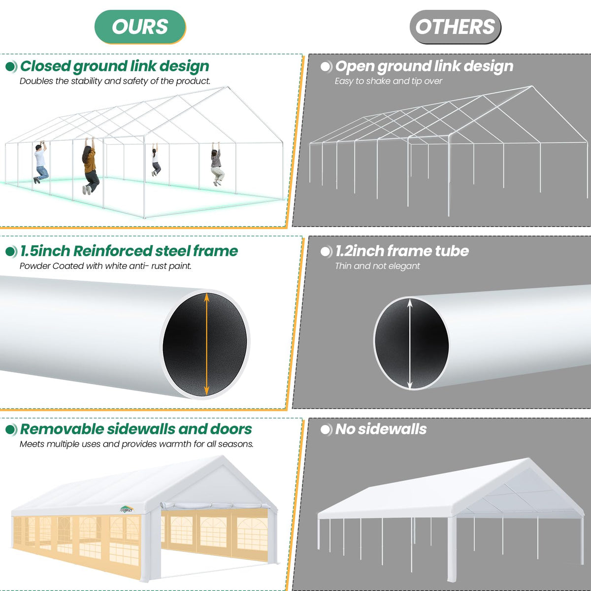 COBIZI 20'x40' Heavy Duty  Party Canopy with 12 Sidewalls & Built-in Sandbags SPC168