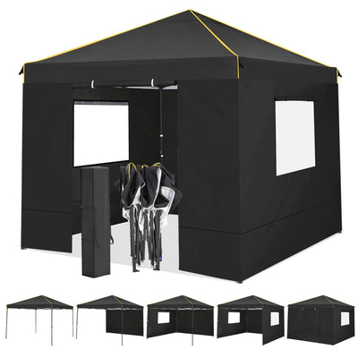 COBIZI 10'x10' Pop-Up Outdoor Waterproof  Canopy with 4 Removable Sidewall and Mesh Windows HZC000048
