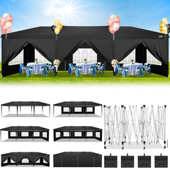COBIZI 13‘ x 26' Heavy Duty Pop up Canopy with 6 Sidewalls, 2 Height Adjustable Commercial Tent,100% Waterproof Party Wedding Tent,Outdoor Gazebo with Wheeled Bag