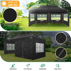 COBIZI 10x20 Pop Up Canopy Tent Heavy Duty with 6 Removable Sidewalls, Commercial Heavy Duty Pop Up Tent for Parties All Weather Waterproof and UV 50+ Wedding Tent with Roller Bag(Legs Upgraded)