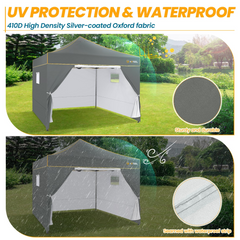 HOTEEL Canopy Tent, 10x10 Pop Up Canopy, Outdoor Tent with Mesh Window, Instant Tents for Party, Camping, Commercial, Waterproof Gazebo with 4 Removable Sidewalls, Carry Bag, Gray