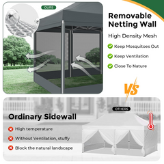 COBIZI 10‘x15’ Heavy Duty Canopy Tent, Pop up Gazebo with Netting Screened ,Waterproof Ez up Canopy with Sidewalls, Outdoor Instant Party Tent for Backyard,Gray