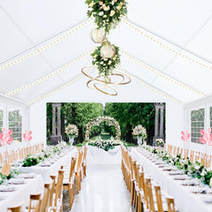 HOTEEL 20x20 Party Tent Heavy Duty with Removable Sidewalls & 4 Built-in Sandbags, Commercial Wedding Large Tent, UV 50+, Waterproof, White