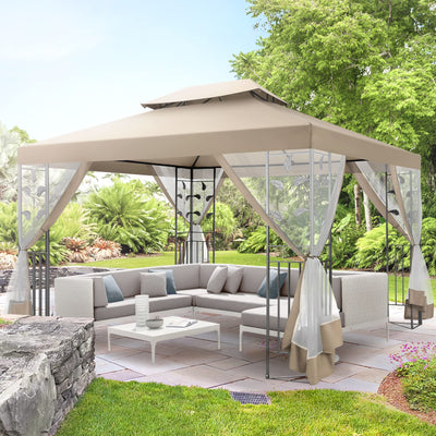 Hoteel 10x10 Gazebos for Patios, Canopy Tent Outdoor Gazebo Backyard Gazebo Patio with Mosquito Netting and Double Roof for Party, Wedding, BBQ and Event, Black