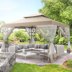 Hoteel 10x10 Gazebos for Patios, Canopy Tent Outdoor Gazebo Backyard Gazebo Patio with Mosquito Netting and Double Roof for Party, Wedding, BBQ and Event, Black