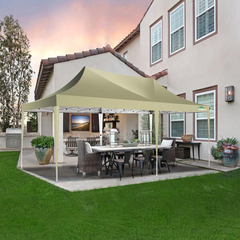 COBIZI 10x20 Canopy Tent with Sidewalls, 3 Adjustable Height Commercial Canopy, Pop Up Party Canopy with 12 Stakes & 6 Ropes,Khaki
