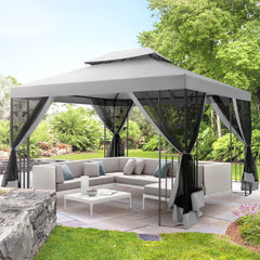 Hoteel 10x10 Gazebos for Patios, Canopy Tent Outdoor Gazebo Backyard Gazebo Patio with Mosquito Netting and Double Roof for Party, Wedding, BBQ and Event, Black