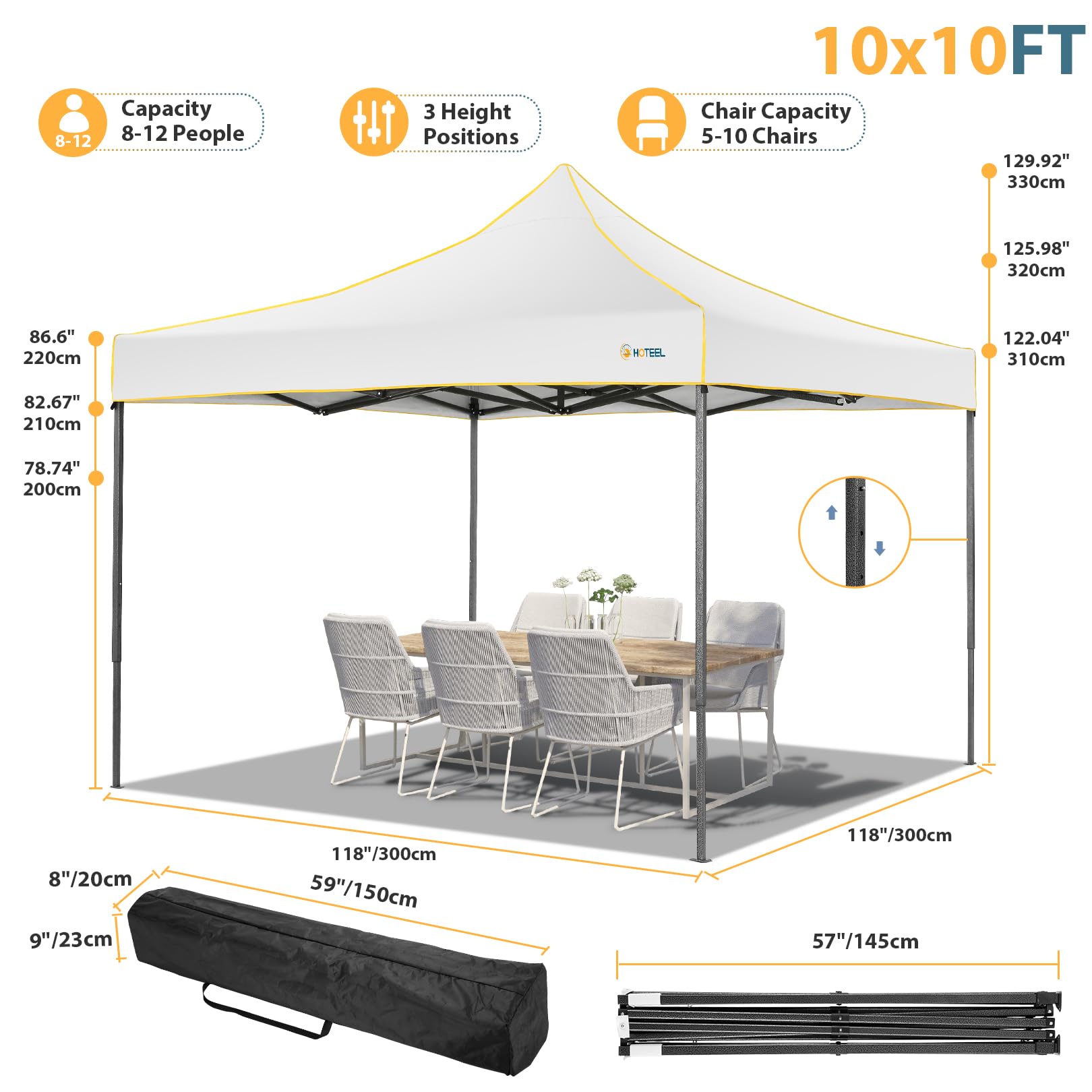 COBIZI 10' x10' Canopy Tent, Pop Up Canopy, Outdoor Tent with Mesh Window, Waterproof Instant Tents for Party