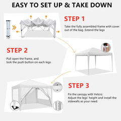 COBIZI 10‘x10’ Pop up Canopy Tent Protable Canopy Tent with 4 Sidewalls Waterproof Commercial Instant Shelter Tent for Parties, Wedding