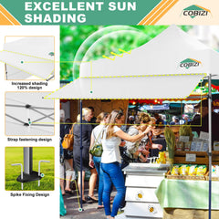 COBIZI 10'x10' Pop Up Canopy Tent with Awning & Sidewalls, Commercial Canopy Tents Instant Waterproof, UPF 50+ Sun Shade for Outdoor, Parties, Markets (White)