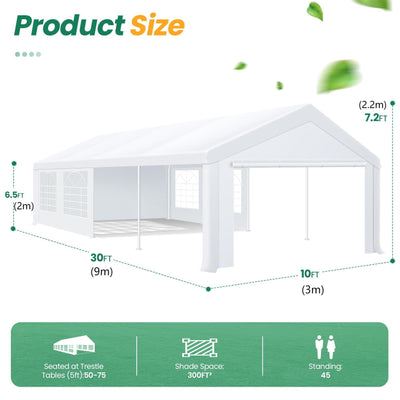 COBIZI 10¡®x30¡¯ Party Tent Heavy Duty, Wedding Tent, Event Tent for Parties, Carpas para Fiestas with 6 Removable Sidewalls
