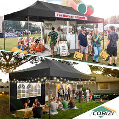 COBIZI 10x20 Pop Up Canopy Tent Heavy Duty with 6 Removable Sidewalls, Commercial Heavy Duty Pop Up Tent for Parties All Weather Waterproof and UV 50+ Wedding Tent with Roller Bag(Legs Upgraded)