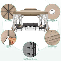 COBIZI 10'x 13' Metal Patio Gazebo, Outdoor Gazebo Canopy Tent for Backyard with Mosquito Netting, Gazebos Shelter with Steel Frame, Patio Covers