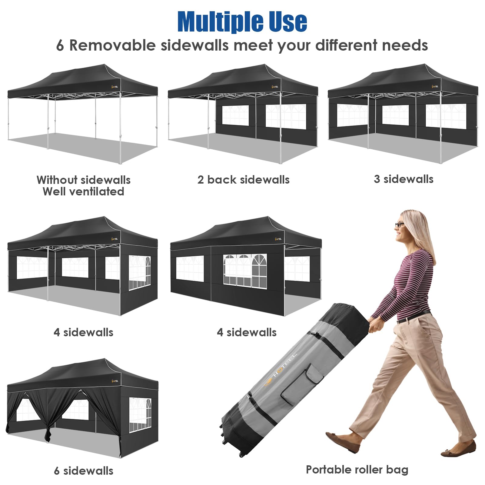 HOTEEL 10¡®x20¡¯ Pop up Canopy with 6 Removable Sidewalls Heavy Duty Party Tent Outdoor Event Gazebo Frame Thickened Commercial Canopy Tents