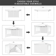 COBIZI Canopy 10'x10' Waterproof Pop up Canopy Tent with 4 Sidewalls Outdoor Event Shelter Tent for Parties Sun Shade Party Commercial Canopy