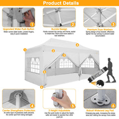 HOTEEL Tents for Parties, 10x20 Pop Up Canopy Tent Heavy Duty with 6 Sidewalls, Commercial Outdoor Canopy Tents for Event Wedding