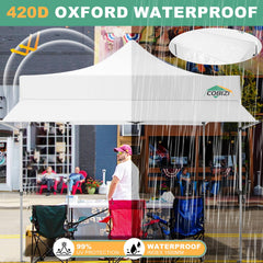 COBIZI 10'x10' Pop Up Canopy Tent with Awning & Sidewalls, Commercial Canopy Tents Instant Waterproof, UPF 50+ Sun Shade for Outdoor, Parties, Markets (White)