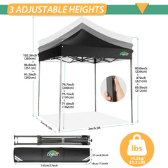 COBIZI 6.5x6.5 FT Pop up Canopy, Waterproof Commercial Canopy Tent,Outdoor Garden Gazebo, with Carry Bag