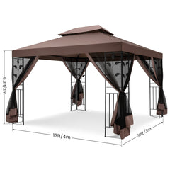 Hoteel 10x10 Gazebos for Patios, Canopy Tent Outdoor Gazebo Backyard Gazebo Patio with Mosquito Netting and Double Roof for Party, Wedding, BBQ and Event, Black