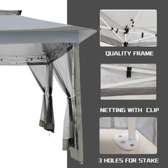 HOTEEL 12x12 Outdoor Pop-up Gazebo Canopy with Mosquito Netting 2-Tiered Vented Top 3 Adjustable Height for Backyard, Garden, Lawn,Light Grey