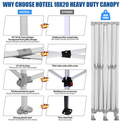 HOTEEL 10¡®x20¡¯ Pop up Canopy with 6 Removable Sidewalls Heavy Duty Party Tent Outdoor Event Gazebo Frame Thickened Commercial Canopy Tents