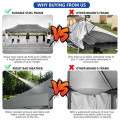 COBIZI 10x20 Pop up Canopy with 6 sidewalls Commercial Heavy Duty Canopy UPF 50+ All Weather Waterproof Outdoor Wedding Party Tents Gazebo with Roller Bag