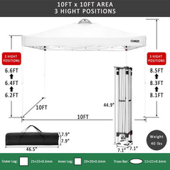 COBIZI Canopy 10'x10' Waterproof Pop up Canopy Tent with 4 Sidewalls Outdoor Event Shelter Tent for Parties Sun Shade Party Commercial Canopy