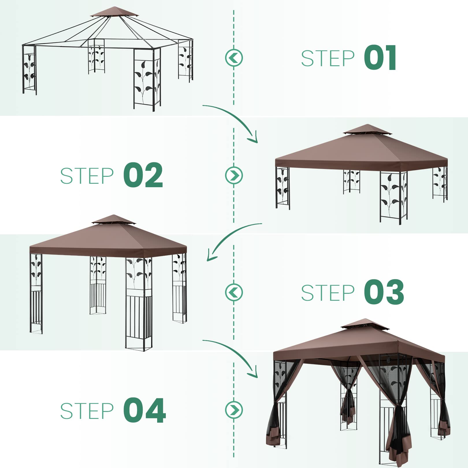 Hoteel 10x10 Gazebos for Patios, Canopy Tent Outdoor Gazebo Backyard Gazebo Patio with Mosquito Netting and Double Roof for Party, Wedding, BBQ and Event, Black