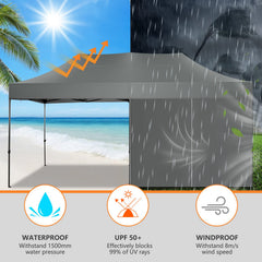 COBIZI 10x20 Pop up Canopy with 6 sidewalls Commercial Heavy Duty Canopy UPF 50+ All Weather Waterproof Outdoor Wedding Party Tents Gazebo with Roller Bag
