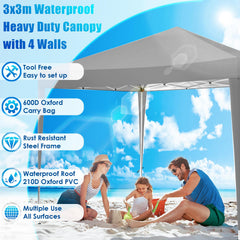 Hoteel 10'x 10' Pop up Canopy Straight Legs Instant Canopy for Outside Party Camping Canopy with 4 Removable Sidewalls
